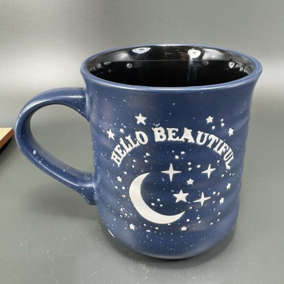 Stay Wild Moon Child Navy Blue Coffee Mug Cup 12oz Ceramic Hello Beautiful Mug - Picture 7 of 12